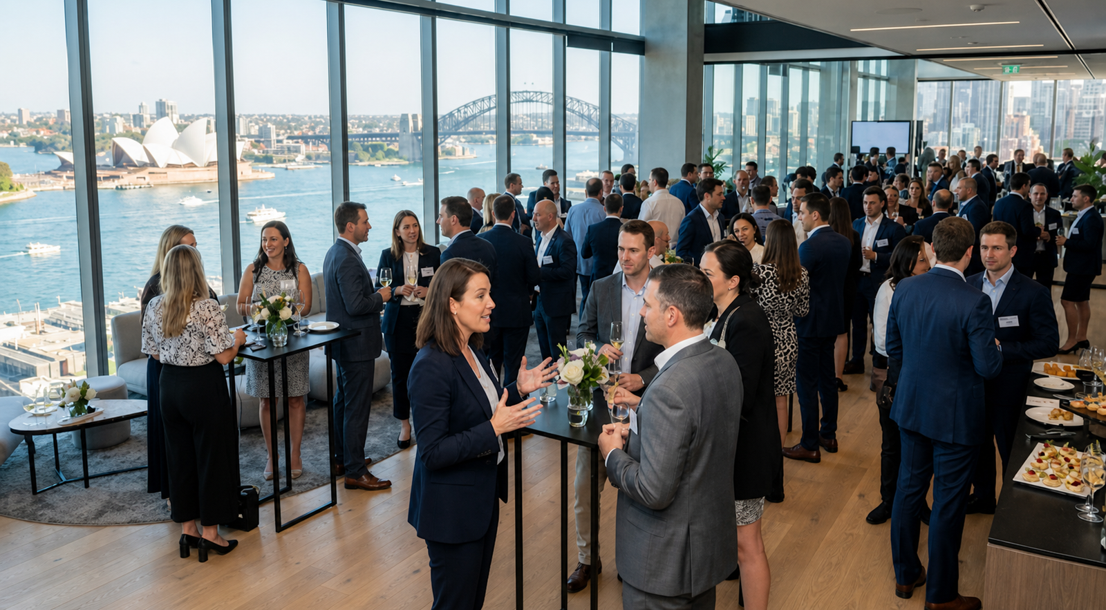 A corporate event staged beside Sydney Harbour