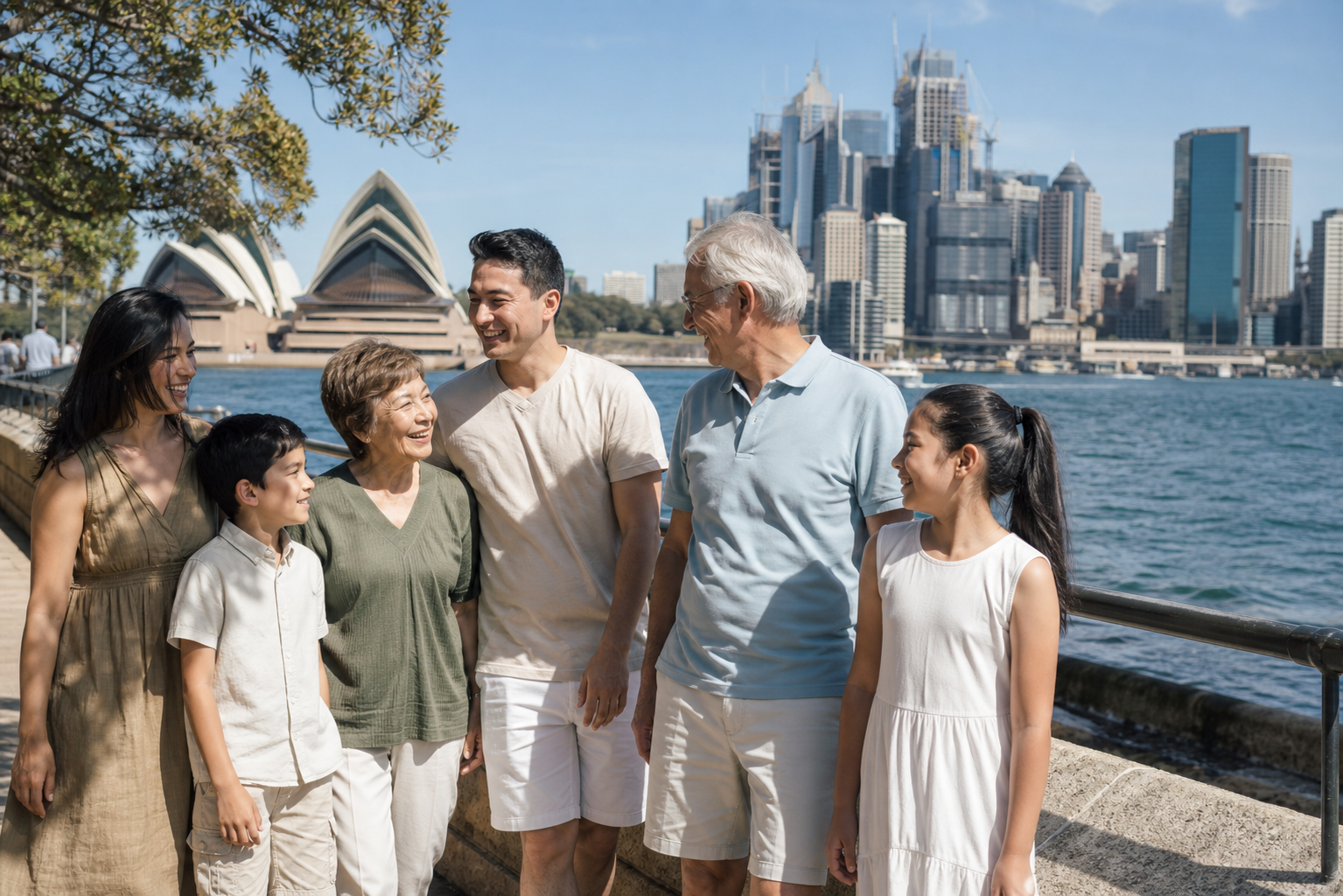 A family enjoying Sydney Harbour