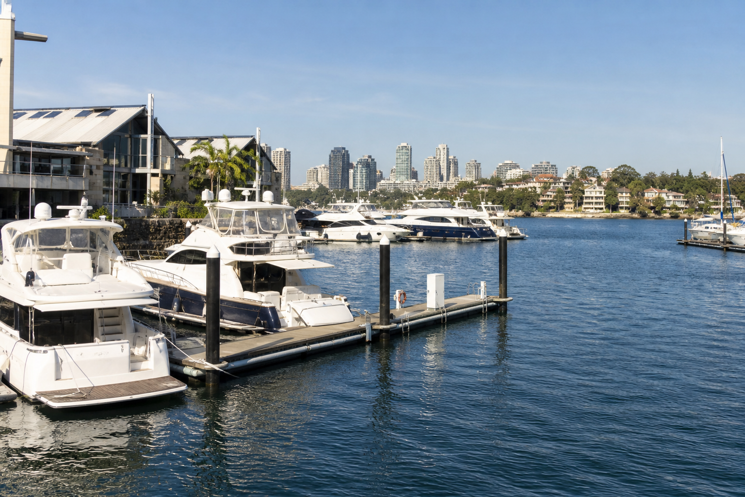 Yachts berthed at a Sydney marina